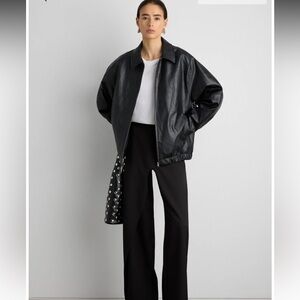 OAK + FORT Black Leather Jacket